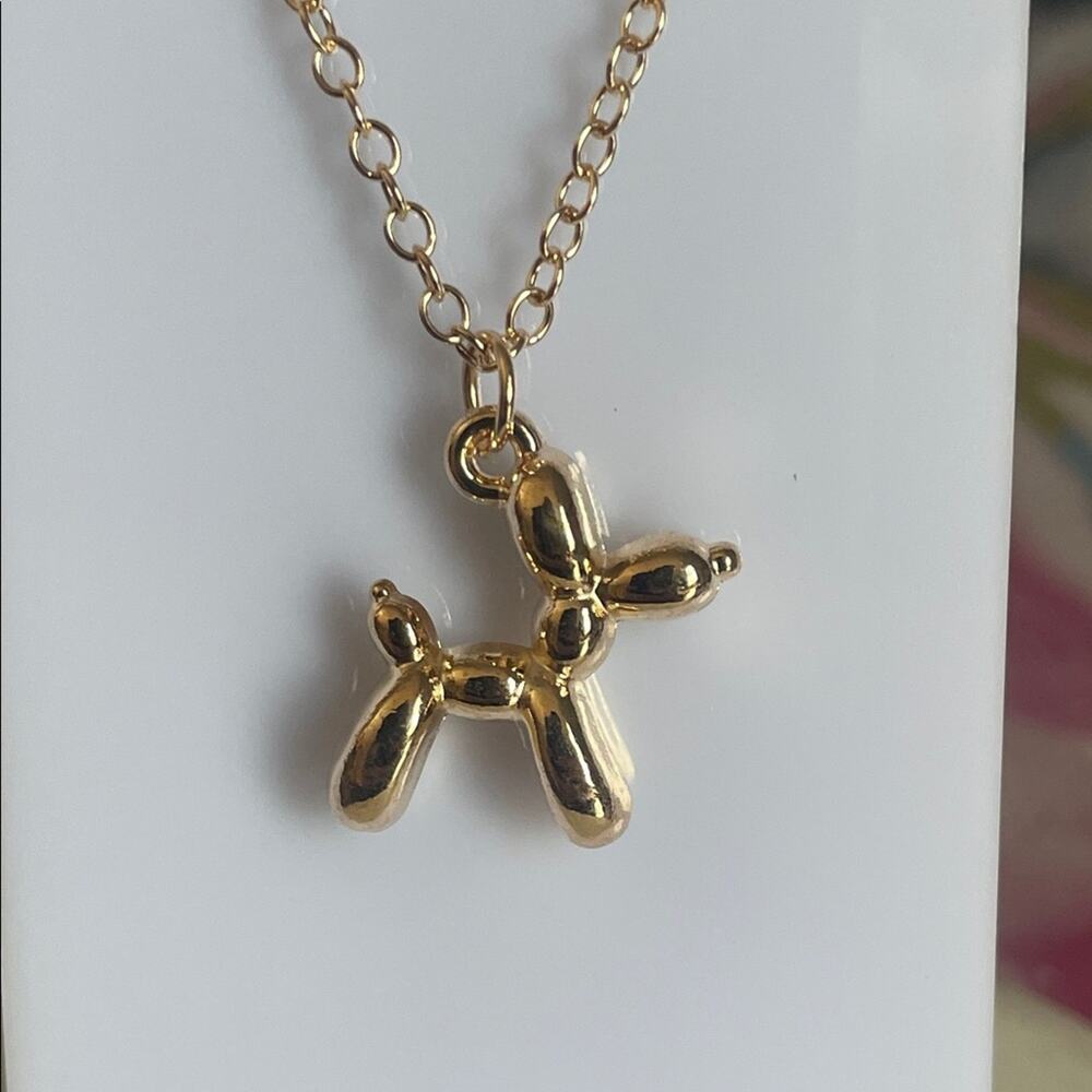 Gold Balloon Dog Pendant Necklace